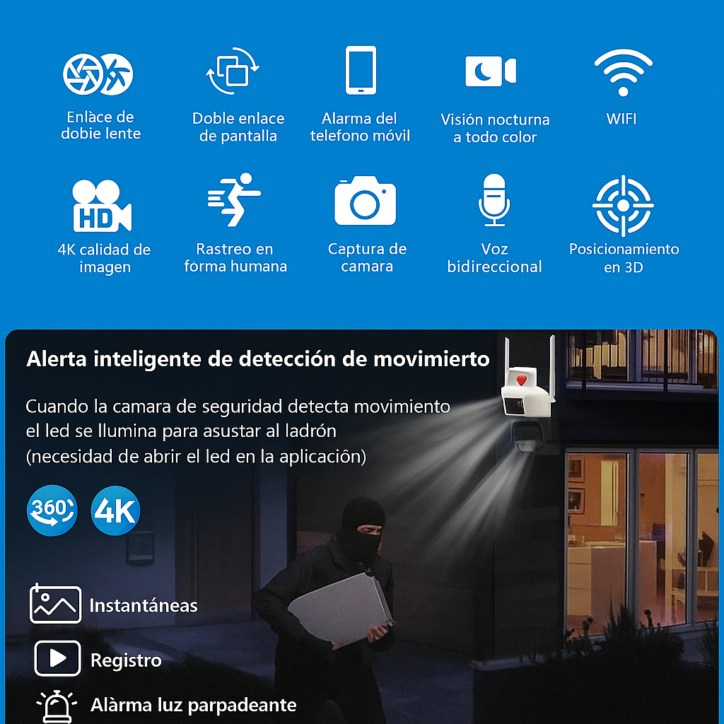 🛡️ Cámara Sanci 4K Vision Ultra con Alarma 🔔📹 + regalo 🎁