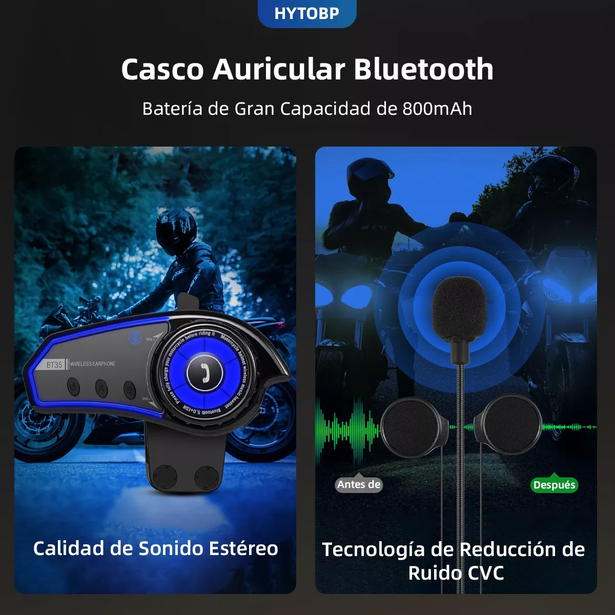 🎧 Intercomunicador BT35 para Casco 🏍️ – Música y Llamadas en Ruta